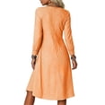 thumbnail image 5 of YuXingFu 100% Cotton Dresses Maxi Crew Neck Plus Size Womens Dress Long Sleeve Pleated Long Casual Summer Orange XL, 5 of 7