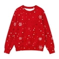 thumbnail image 4 of ITSAME Christmas Sweater for Girls (5-15) Snowflake Polka Dot Print Crewneck Long Sleeve Knit Pullover for Holiday Party Size 11, 4 of 6