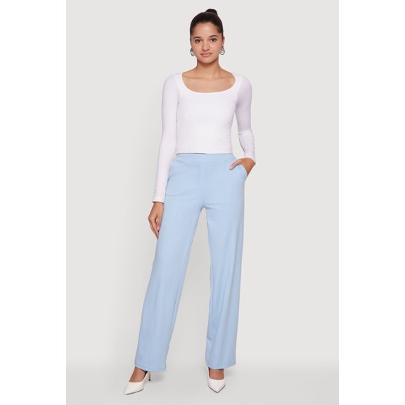 Women's Pintuck Detail High Waisted Pull On Dress Pants