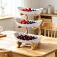 thumbnail image 3 of 3 Tier Countertop Fruit Basket Organizer, Oval bamboo Fruit Basket Kitchen Counter, Fruit Holder for Kitchen Countertop, Tiered Fruit Bowl for Kitchen Countertop, Space-Saving Organizer, 3 of 6