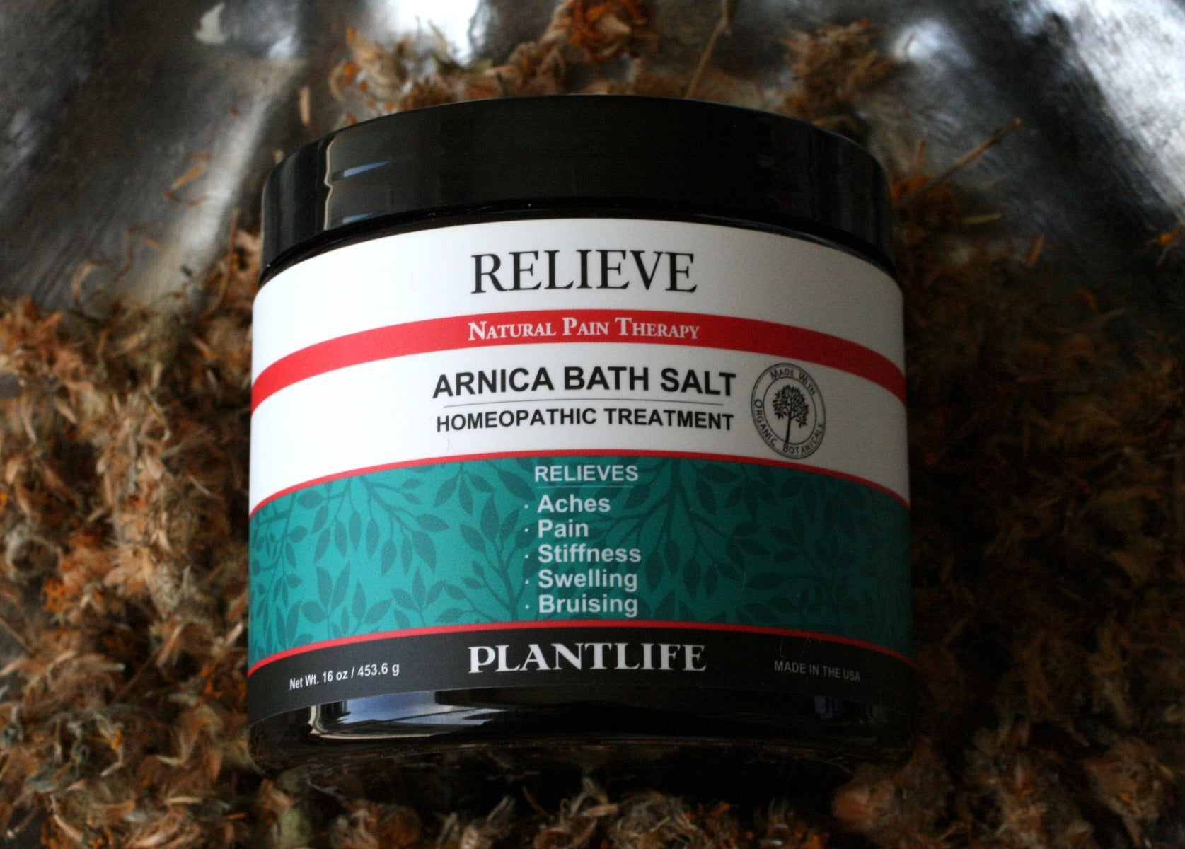 Plantlife Mineral Bath Salts for Pain Relief, Sore Muscles, Relaxing Soak with Arnica & Pure Essential Oils