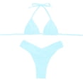 thumbnail image 2 of Minjewel Women's Sexy Ruffled and Strappy Bikini Set, Two Piece Swimwear with Tie Details and Push Up Top, High Waist Bottom for Beach and Summer Swimwear,Sky Blue,L, 2 of 4