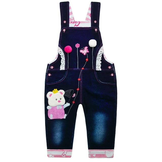 KIDSCOOL SPACE Baby Cotton 3D Cartoon Soft Knitted Jeans Overalls 18M