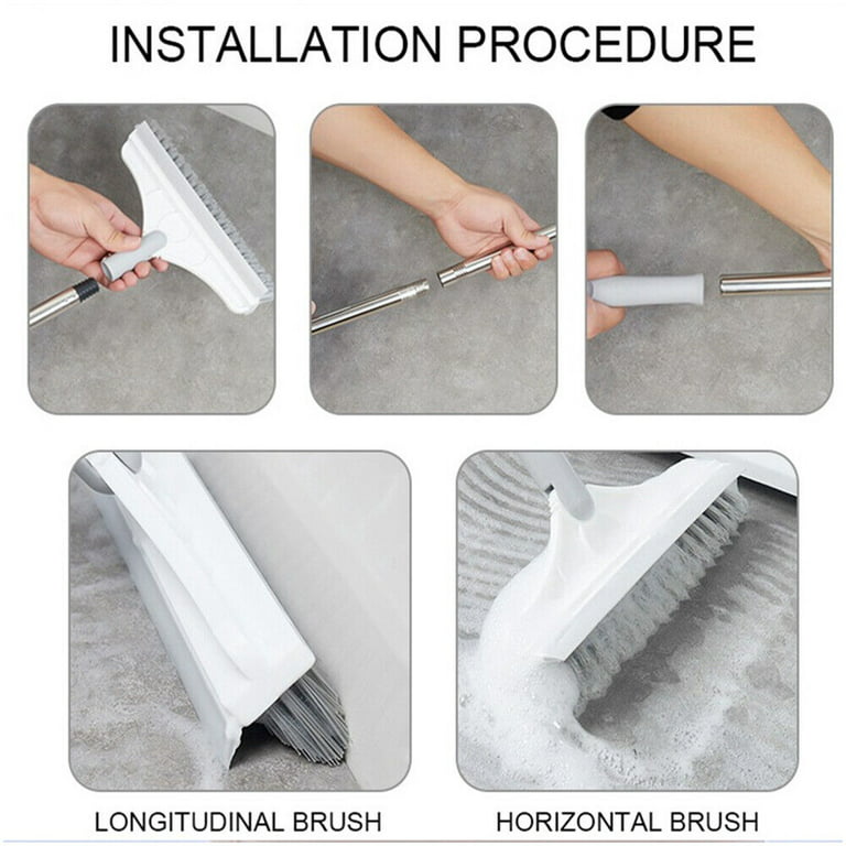 2in1 Floor Brush Hard Bristle Cleaning Brush Removes Dirt and Wiper Stains  Long Handle Brush