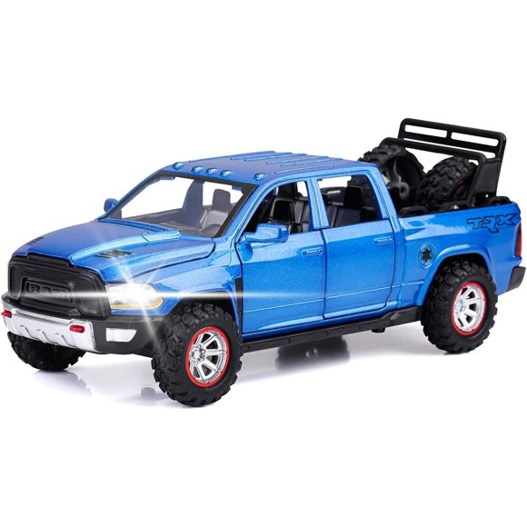 GHSDFBB RAM 1500 Toy Trucks for Boys Age 3-8 Pickup Truck Toys for 3 4 5 6 7 8 Year Old Kids Diecast Trucks with Light and Sound Metal Toy Cars for Kids Birthday (Blue)