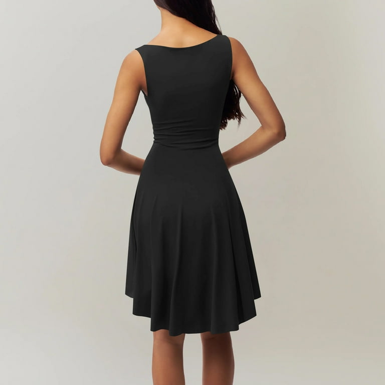 Odbmxy Sleeveless Women's Mini Dress Fancy Dresses for Women Plus Size Tunic Sheath Black Plain Slim High-Low Camping Dress, Size: Large Odbmxy Sleeveless Women's Mini Dress Fancy Dresses for Women Plus Size Tunic Sheath Black Plain Slim High-Low Camping Dress, Size: Large