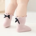 thumbnail image 5 of Laklulu Calcetines de bebé con lazo de primavera y verano para niña, calcetines de tubo medio de algodón con borde peplum y agradables para la piel, 5 of 5