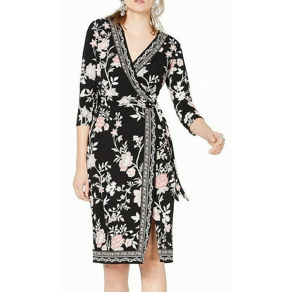Printed Faux Wrap Dress Married Vines S