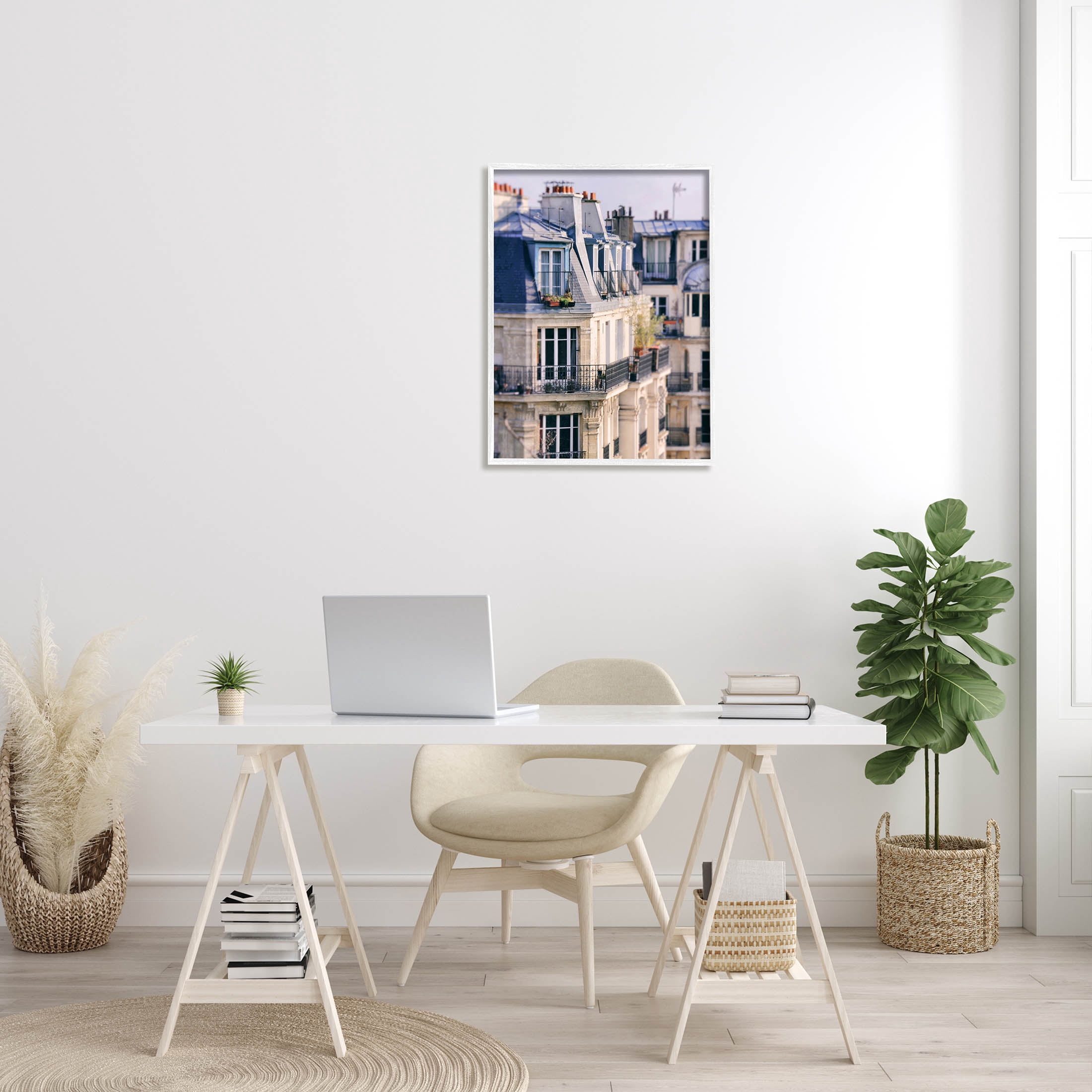 Parisian Architecture Buildings Town & City Photograph White Framed Art Print Wall Art