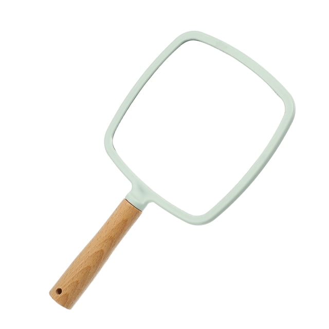 Unique Bargains Portable Square Wood Handle Vanity Makeup Mirror Handheld Cosmetic Mirror Green
