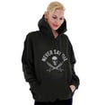 thumbnail image 3 of Never Say Die Pirate Skull Sword Unisex Plus Fleece Graphic Hoodie Brisco Brands 2X, 3 of 5
