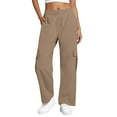 thumbnail image 4 of UAMVSH Wide Leg Cargo Pants for Women Lightweight Fall Outdoor Athletic Pants with Pockets High Waist Hiking Workout Pants(X-Large,Khaki 1), 4 of 7