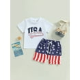 thumbnail image 2 of Coduop Independence Day Baby Boys Short Sleeve T-Shirt and Elastic Star Stripe Shorts Outfit Set, 2 of 8