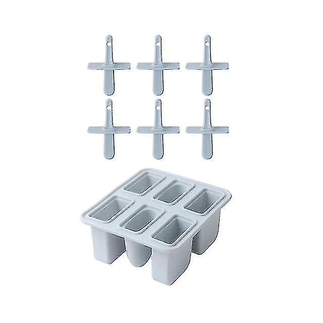 Molde de paleta de silicona de 6 orificios para helado de dibujos animados para el hogar (14,2*12,3*6,1 cm, azul) Afortunado Sencillez