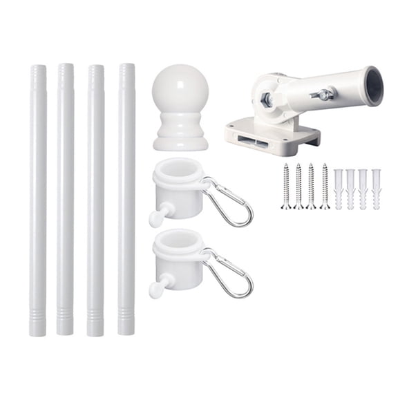 OIUR 1 Set Wall Mount Flagpole 3/4 Sections 360 Degrees Rotating Tangle-Free Ring Clip Weather-resistant Metal Outdoor Porch Truck House Estate Flag Pole Holder Mounting Bracket