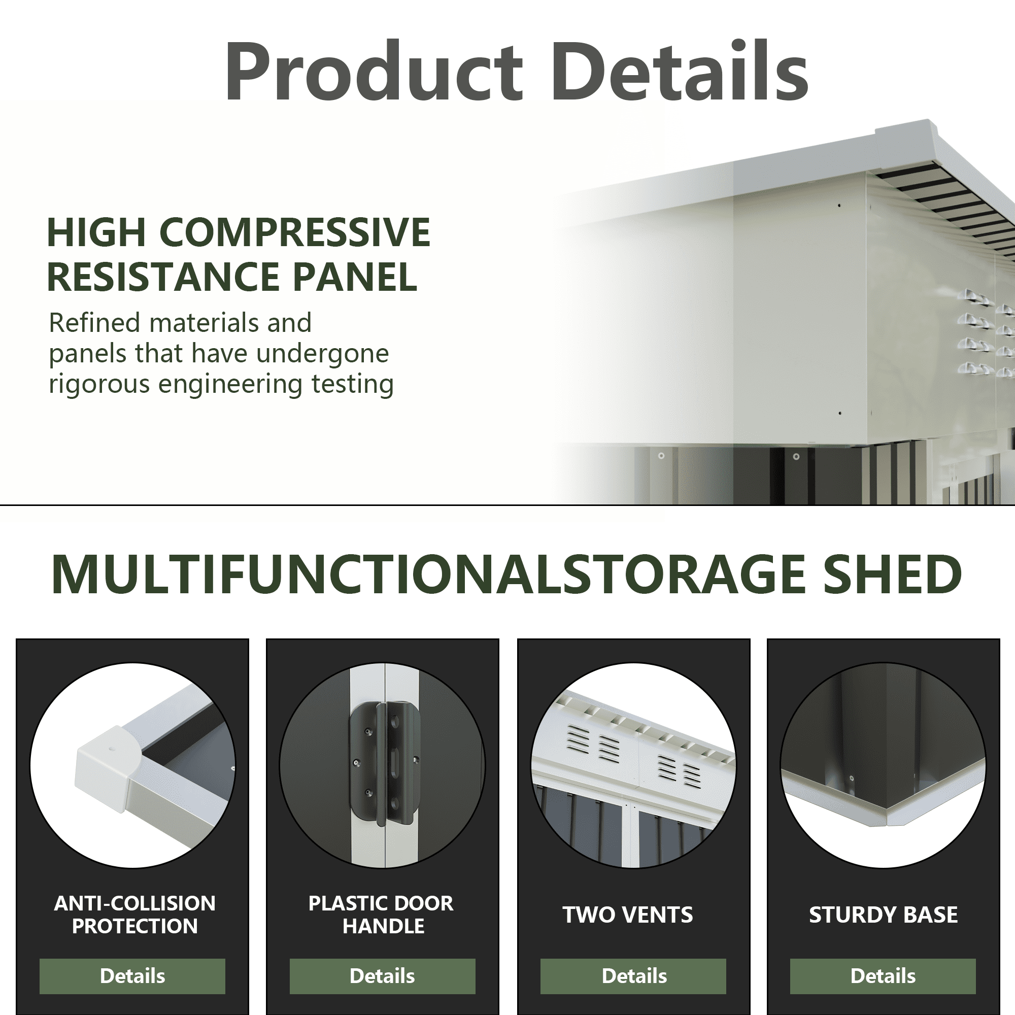 Mintazer 6x4 ft Pent Sloped Roof Outdoor Metal Storage Shed with Lockable Sliding Double Doors & Top Dual Vent Slots, Weatherproof Garden Tool Storage Cabinet for Backyard Patio Lawn, Dark Gray