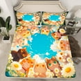 thumbnail image 2 of Manfei Cute Anime Cat Queen Sheet Sets 4-Piece for Girls, Spring Garden Daisy Flat Sheet, Pet Animal Queen Fitted Sheet, Ultra Soft Bedroom Decor, 2 of 7