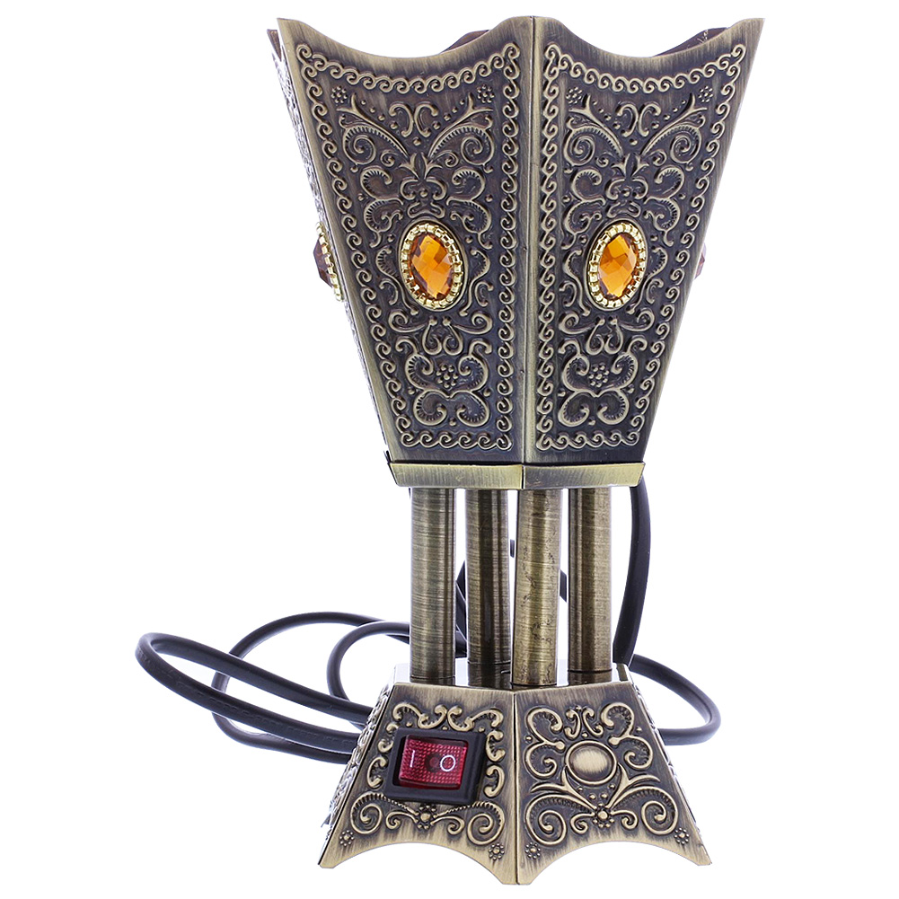 Hexagon Electric Incense Burner Floral Design in Bronze Finish and