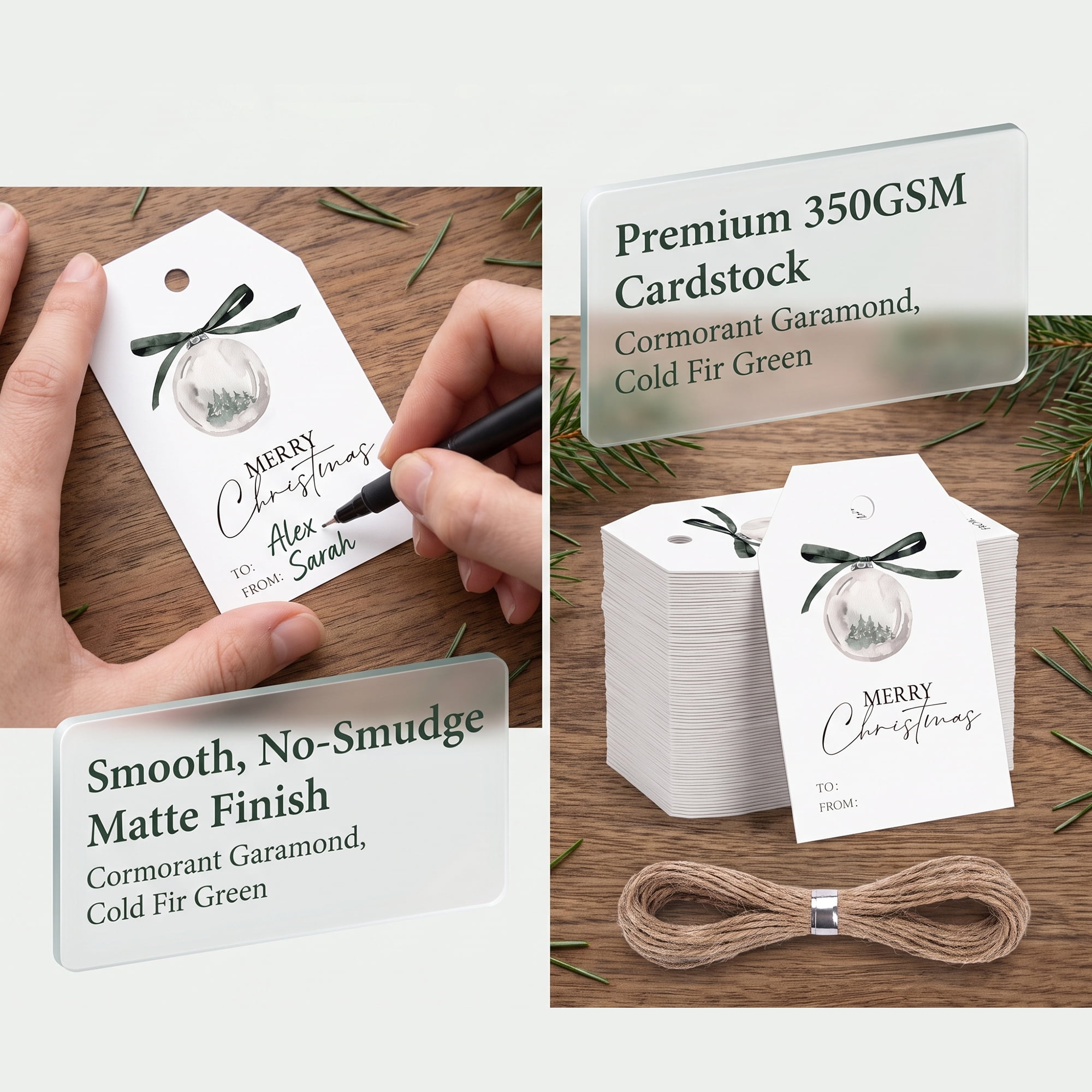 Unique Bargains 100Pcs Thick Gift Wrapping Tags with Twine Spherical Pattern 2" x 3.1"