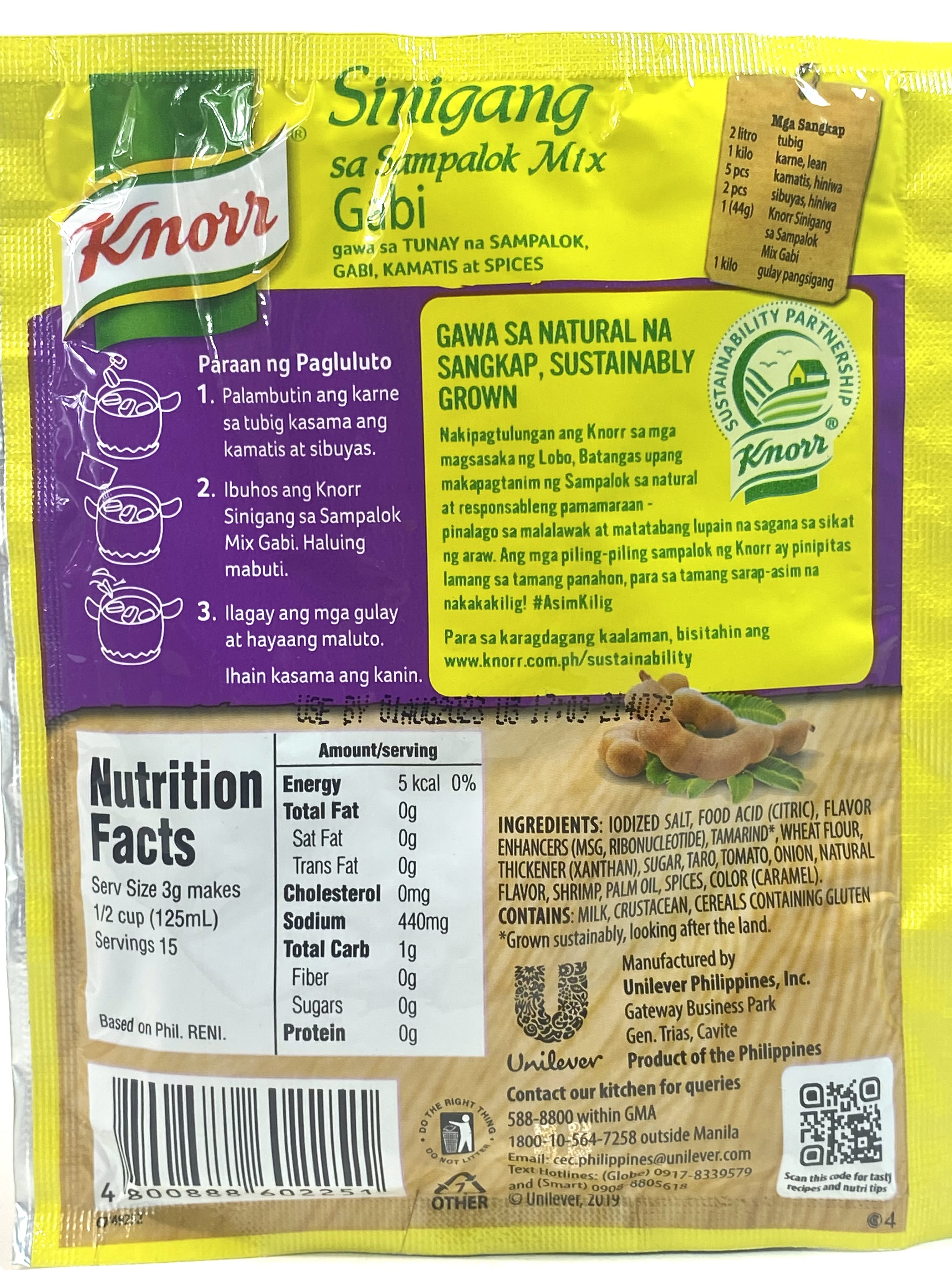 Knorr Sinigang Tamarind Soup Mix with Taro (Gabi) - 44g, 6-Pack