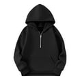 thumbnail image 5 of Cethrio Girls Hooded Sweatshirts, Half-zipper Loose Fit Casual Pullover Long Sleeve Tops Black Size 12, 5 of 5