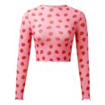 thumbnail image 5 of Womens Long Sleeve Shirts Crop Tops See Though Sheer Mesh Fall Clothes for Women Tees Blouses, 5 of 9