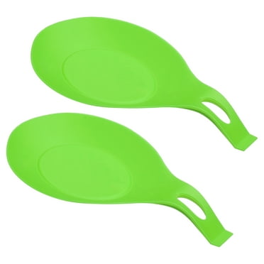 Uxcell 7.68" x 3.74" Heat Resistant Silicone Spoon Rest Kitchen Utensil Holder, Green 2Pack