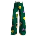 thumbnail image 4 of Luowei Wide Leg Pants Woman High Waist Floral Patterned Pants Lightweight Loose Fit Casual Colorful Trouser Imitation Jeans, Green, M, 4 of 4
