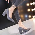thumbnail image 5 of Win s Way Women's Suede Pointed Toe Heel Pumps Comfort Work Dress High Heels, 5 of 9