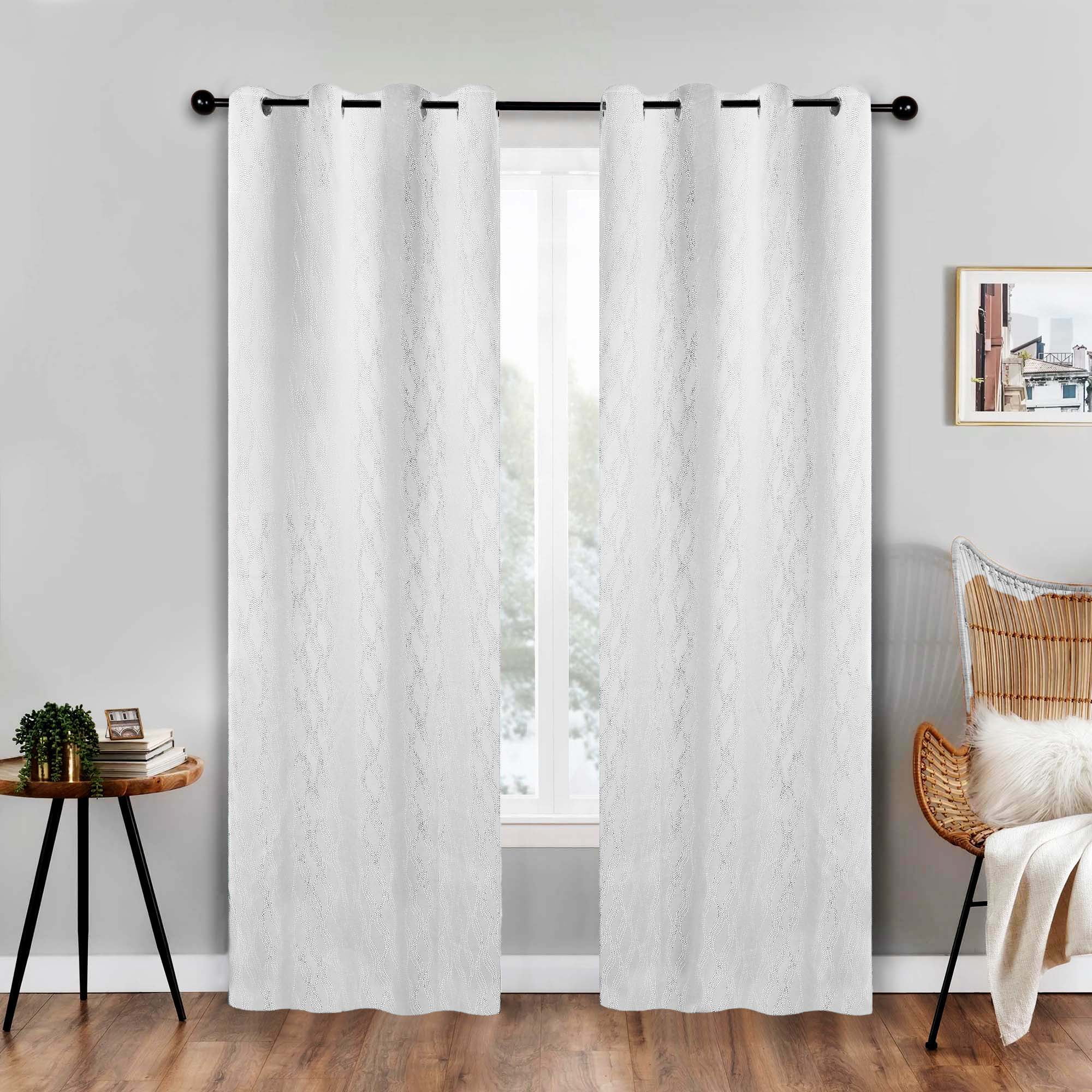 Superior Zuri Blackout Curtains, Grommet Header, Set of 2, 52" X 96", Snow White