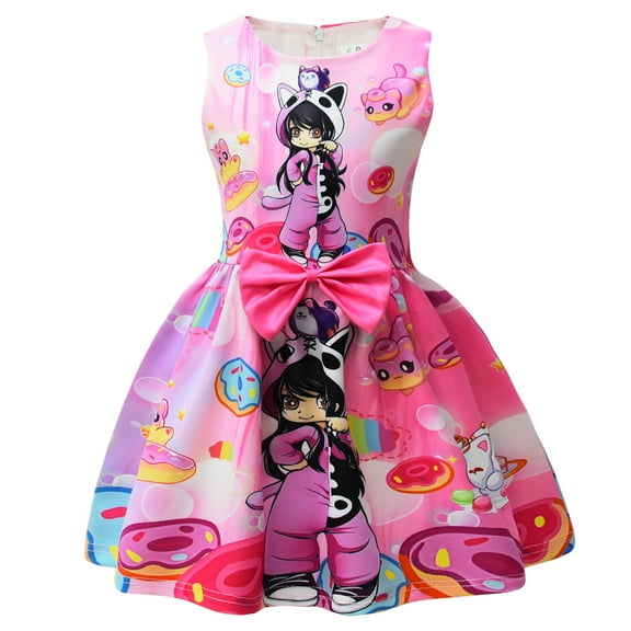 Aphmau Anime Game Printed Costume Girl Teen Bow Dress