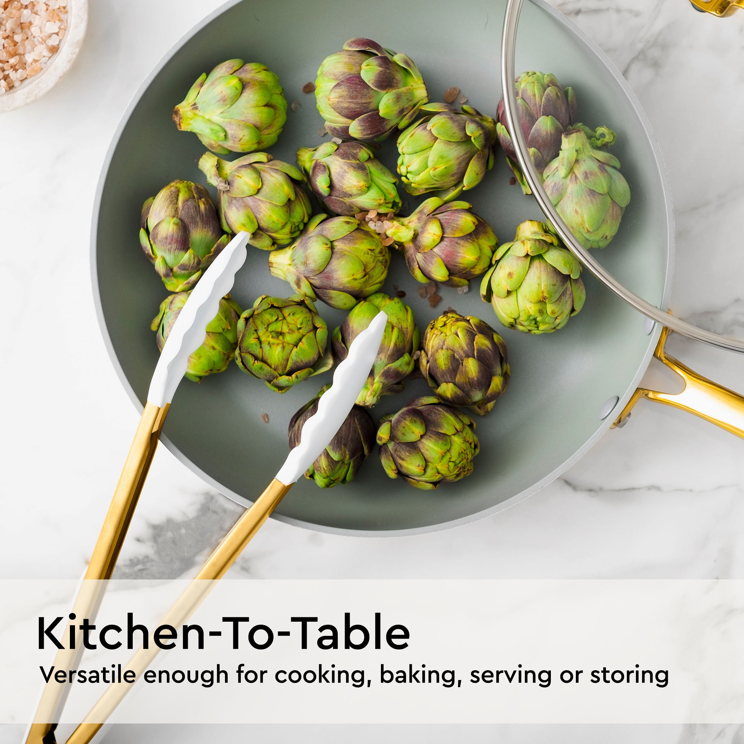 Styled Settings White Silicone and Gold Cooking Utensils Set