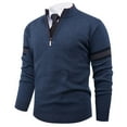 thumbnail image 5 of Qulqfy Blue Men Sweater Fall Quarter Zip Casual Knit Pullover Winter Business Long Sleeve Sweaters Mens Shirts L, 5 of 6