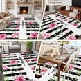 thumbnail image 5 of 6'x9' Area Rugs, Pink Red Flower Indoor Outdoor Area Rug for Living Room Bedroom, Watercolor Floral Leaf Black White Stripe Washable Bathroom Rugs Kitchen Floor Carpet Mats Home Decor Aesthetic, 5 of 8