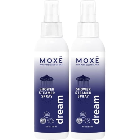 MOXE Dream Steam Shower Spray Lavender Essential Oil Shower Mist for Stress Relief and Relaxation 4 oz 2 Pk