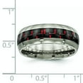 thumbnail image 2 of 8mm Titane Poli Noir Rouge Fibre de Carbone Incrustation Anneau Taille 9 Bijoux Cadeaux pour les Femmes, 2 of 4