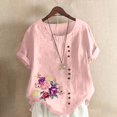 thumbnail image 1 of Fiudx Ofertas Relámpago Blusa Informal y de Lino con Botones y Manga Corta Estampada para Mujer, 1 of 3