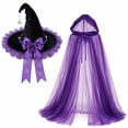 thumbnail image 4 of Women'S Halloween Witch Costume Hat And Sheer Cape Cloak For Cosplay Role Play Masquerade Party Stage Performance Seasonal Dress Up Outfit, 4 of 7