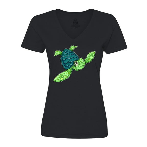 Inktastic Sea Turtle with swirls Women's V-Neck T-Shirt