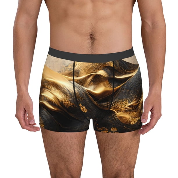 Fotbe Luxurious Gold Flow Calzoncillos Tipo Boxer con Bolsa de Soporte Total para Hombre, X-Temp Fresco, Transpirable y de Secado Rápido-Small