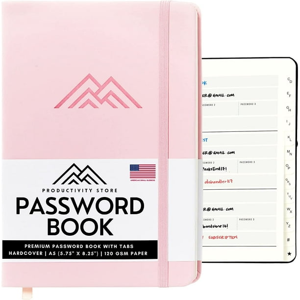 Productivity Store Password Book with Alphabetical Tabs A5