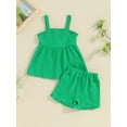 thumbnail image 4 of Baby Girls Shorts Set, Spaghetti Straps Button-down Camisole with Elastic Waist Shorts Summer Outfit, 4 of 9