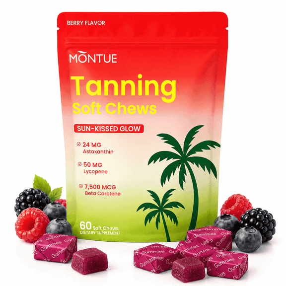 Montue Astaxanthin 24mg & CoQ10 10mg Gummies, Dietary Supplement with Beta Carotene 15mg, Lycopene 50mg, Vitamin C, Vitamin E, Berry Flavor, Vegan, 60 Count