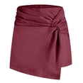 thumbnail image 2 of Sentmoon Mini Skirts High Waisted Solid Color Spring Womens Skirts Midi Length Athletic Skirts Women Holiday Delightful for Club, Date Night, and Party Occasions Wine M, 2 of 5