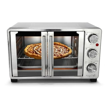26.4 Quart French Door Multi-Function Stainless Steel Electric Toaster Oven with Temperature & Timer Control and Broil, Bake & Toast Functions