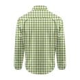 thumbnail image 4 of TOUMENY Men's Casual Button Down Shirts Long Sleeve Plaid Slim Fit Collared Summer Fall Party Tops Lightweight Trendy Print Shirt Army Green L, 4 of 5