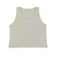 thumbnail image 1 of WUXIAN T-Shirt Sans Manches pour Filles, Col Rond, Couleur Unie, Été, Décontracté, Vacances à la Plage, Beige, 2-3 Ans, 1 of 5