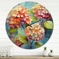 thumbnail image 1 of Designart "Coral Hydrangea curious" Floral Oversized Wall Clock, 1 of 6