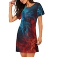 thumbnail image 2 of Gukieu Red And Blue Fire Print Women's Nightgown, A-line Round Neck Short-sleeved Nightgown Pajamas Home Wear Suitable for Home and Outing, 2 of 6