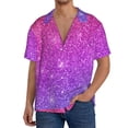 thumbnail image 3 of Sigee Pink Purple Glitter Print Men's Shirts Casual Button Down Short Sleeve Summer Beach Shirt Hawaiian Vacation Shirts Tee Shirt-Medium, 3 of 7